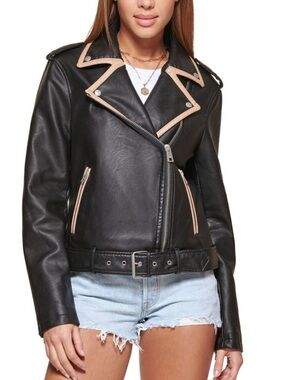 Levi’s Two Tone Vegan Leather Moto Jacket,  S, NWT